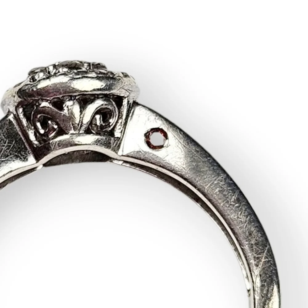 Genuine Diamond Sterling Flower Ring Split Shank 925 Silver JWBR Size 6.75 FLAW
